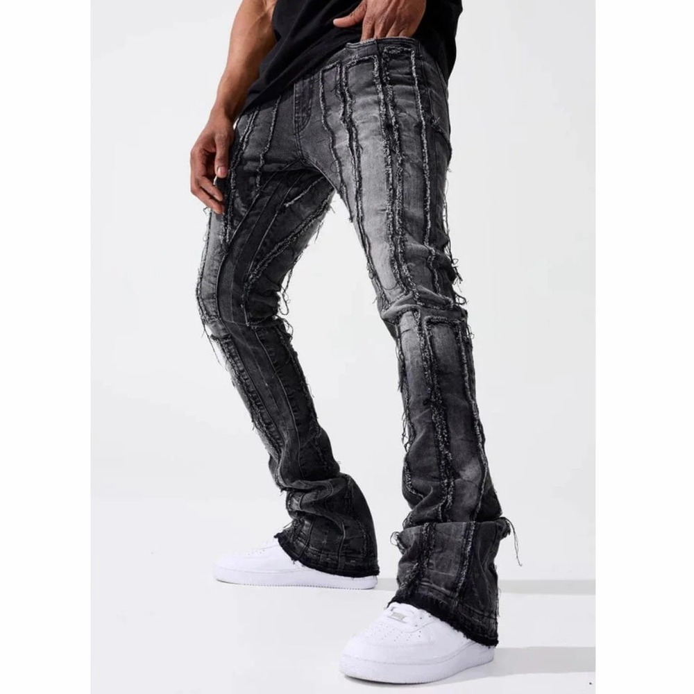 Jordan Craig Ross Stacked Brazen Denim Faded Black Distressed Jeans 38/38 Theo